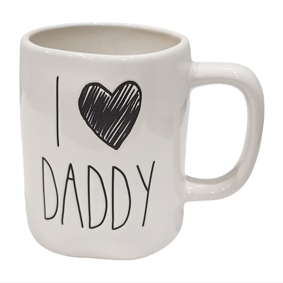 Rae Dunn I LOVE DADDY Embossed Ceramic Coffee Mug 16 Oz Ivory - Picture 1 of 8